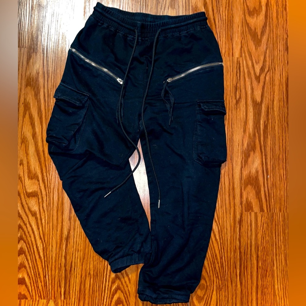 Black Zipper Joggers Size S